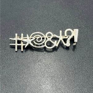 Vintage 1993 Sterling Silver Abstract Modernist Cussin Brooch Pin Marked
MW 1993